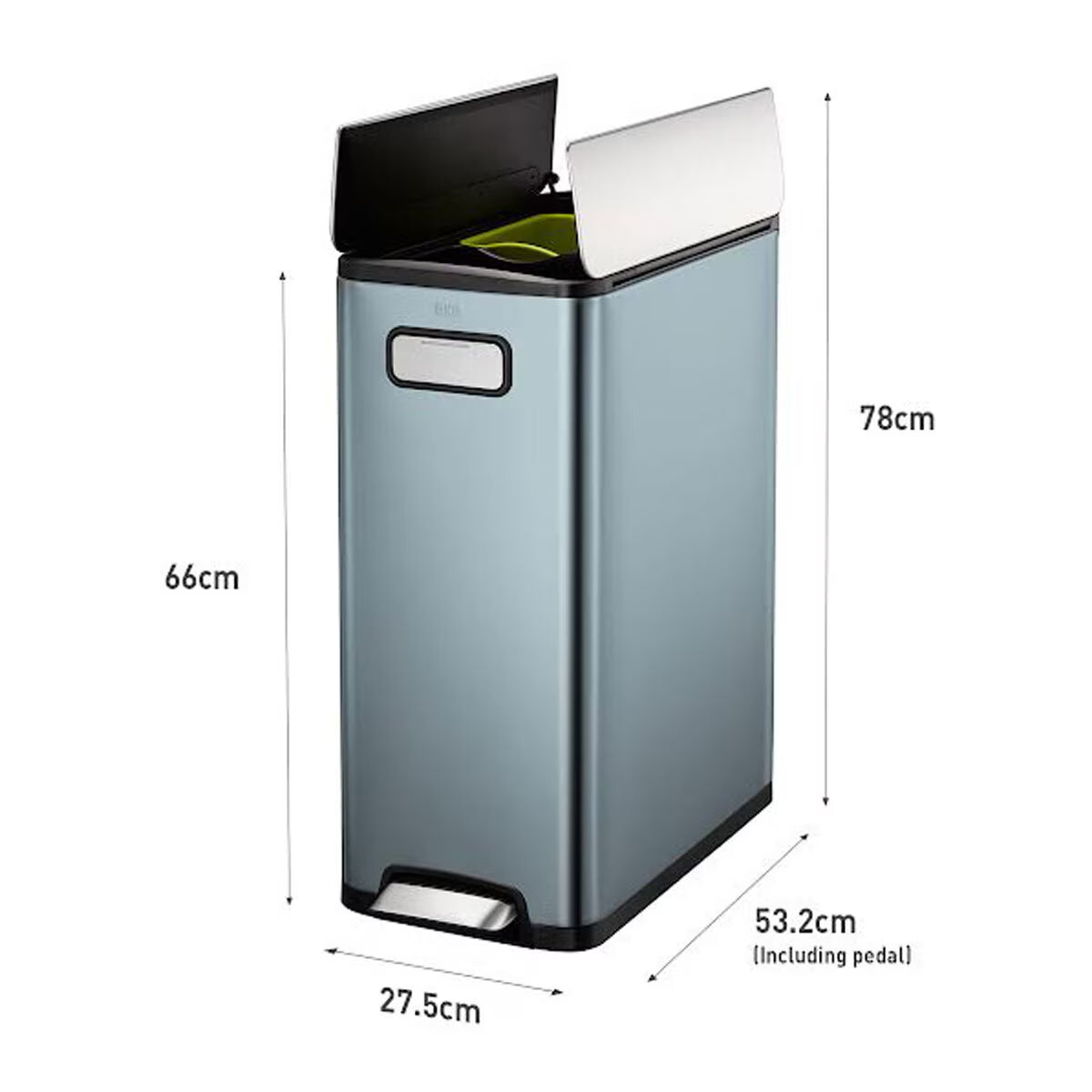 EKO Ecofly 20+20L Stainless Steel Kitchen Bin in Titanium Blue - Nonynana