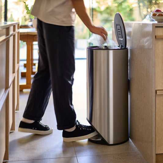 Joseph Joseph 30L Slimline Pedal Bin with Liner Pocket - Stainless Steel - Nonynana
