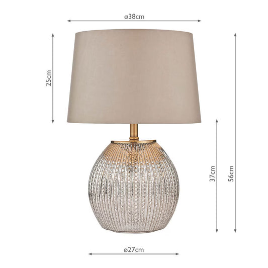 Sonia Brass & Silver Dual Table Lamp with Taupe Shade
