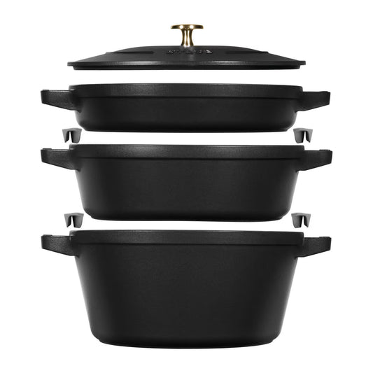STAUB Stackable 3 Piece Pot Set in 3 Colours