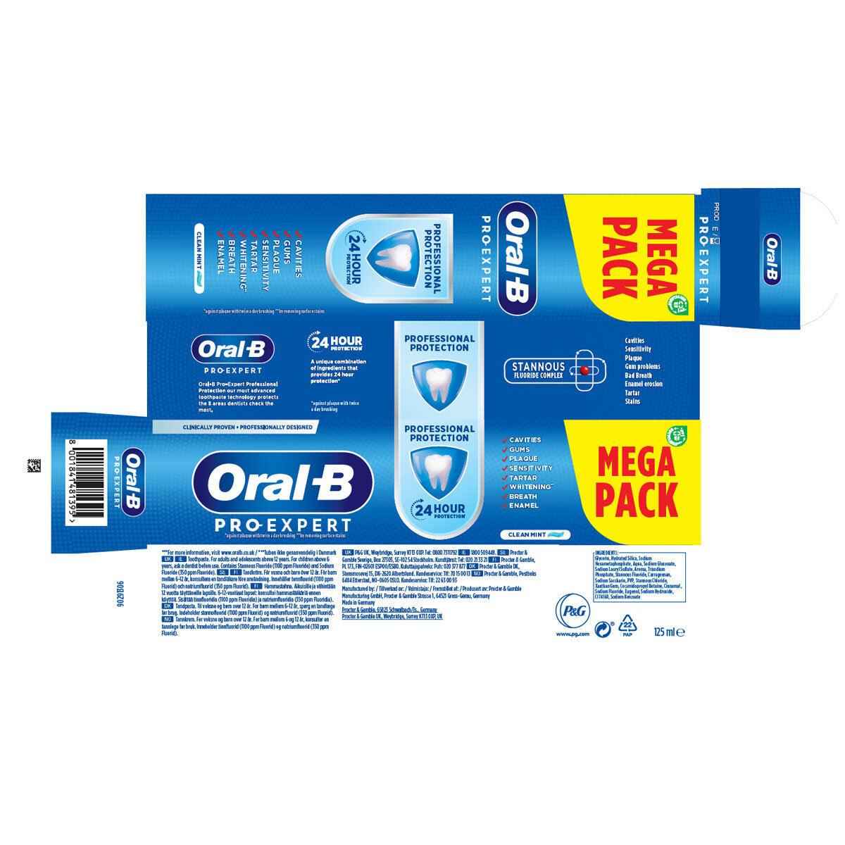 Oral-B Pro-Expert Professional Protection Toothpaste, 6 X 125Ml - Nonynana