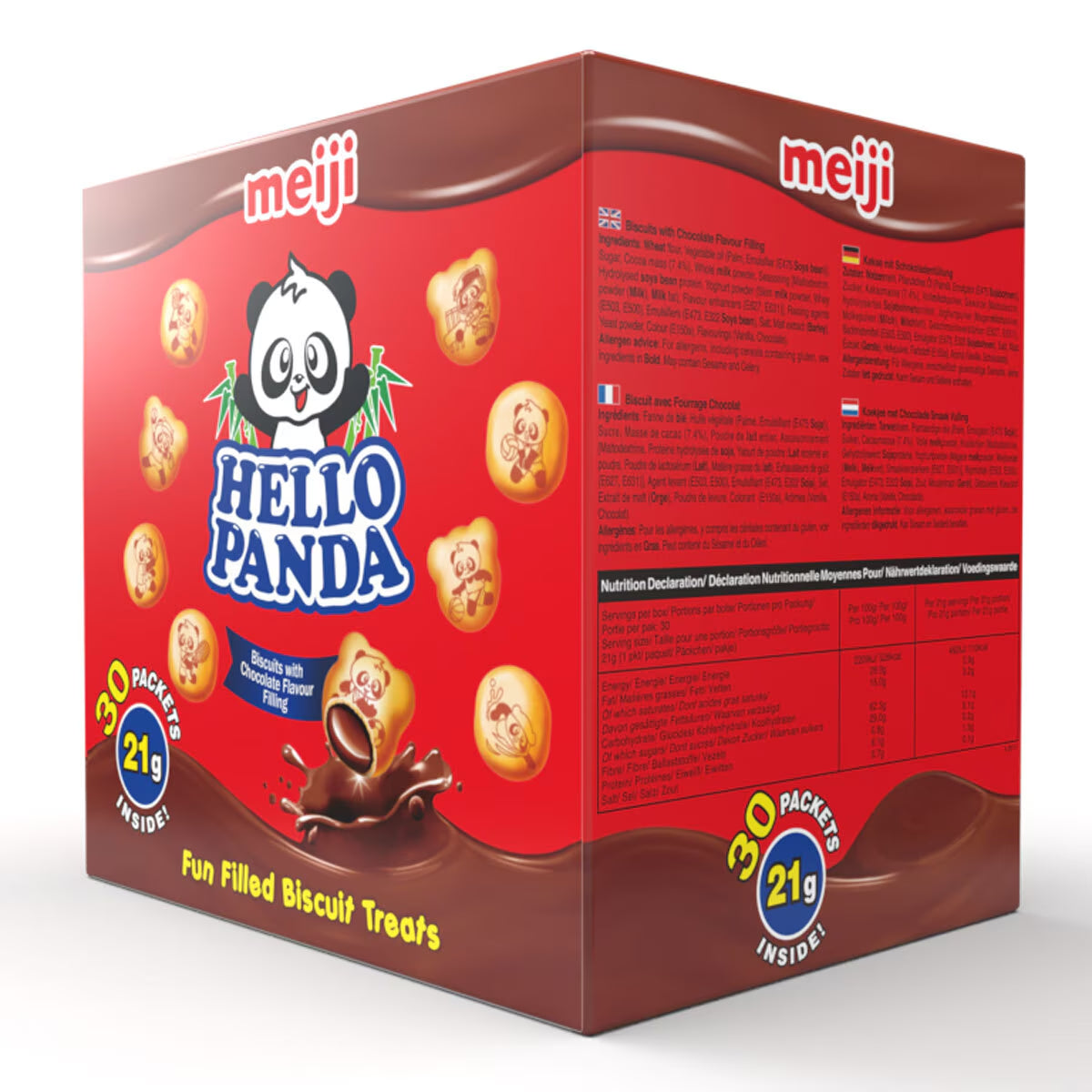 Hello Panda Chocolate Filled Biscuits, 30 X 21G - Nonynana