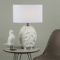 Zachary Textured Oval Table Lamp with White Linen Shade