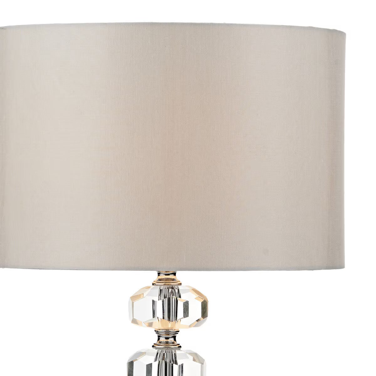 Oleana Polished Chrome Glass Crystal Table Lamp with Ivory Shade