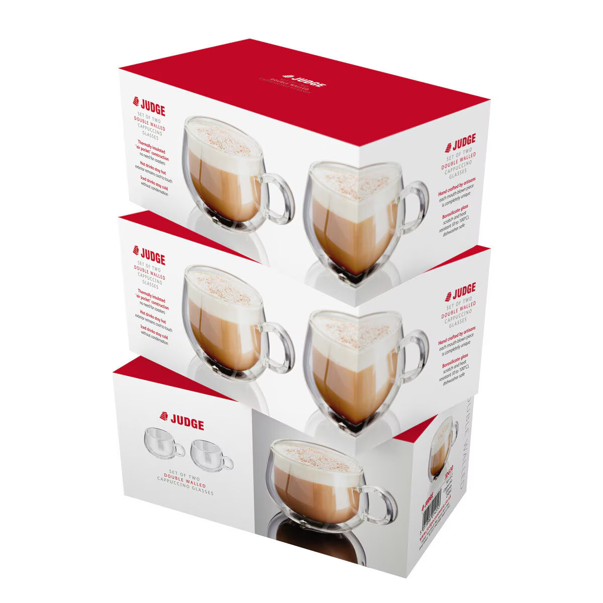 Judge Double Walled Cappuccino Glass Set, 225Ml, 6 Pack - Nonynana
