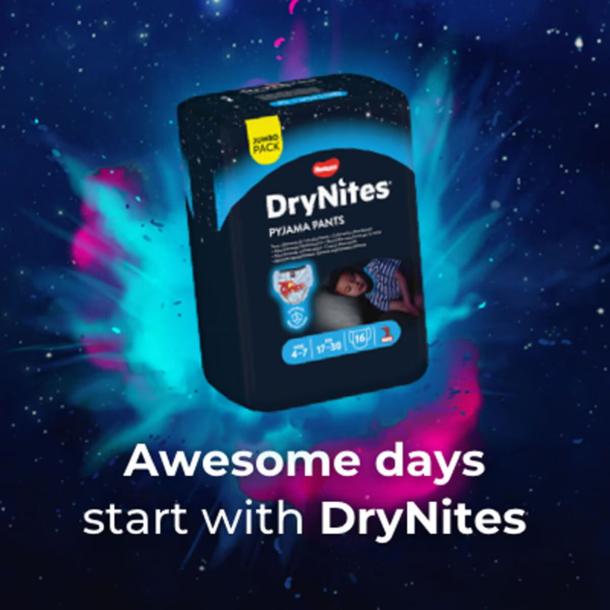 Huggies Drynites Pyjama Pants for Boys Years 4-7, 30 Pack - Nonynana