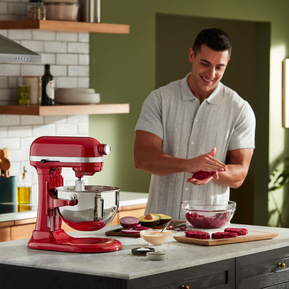 Kitchenaid Heavy Duty Stand Mixer 5.2L, Empire Red, 5KSM55SXXBER - Nonynana
