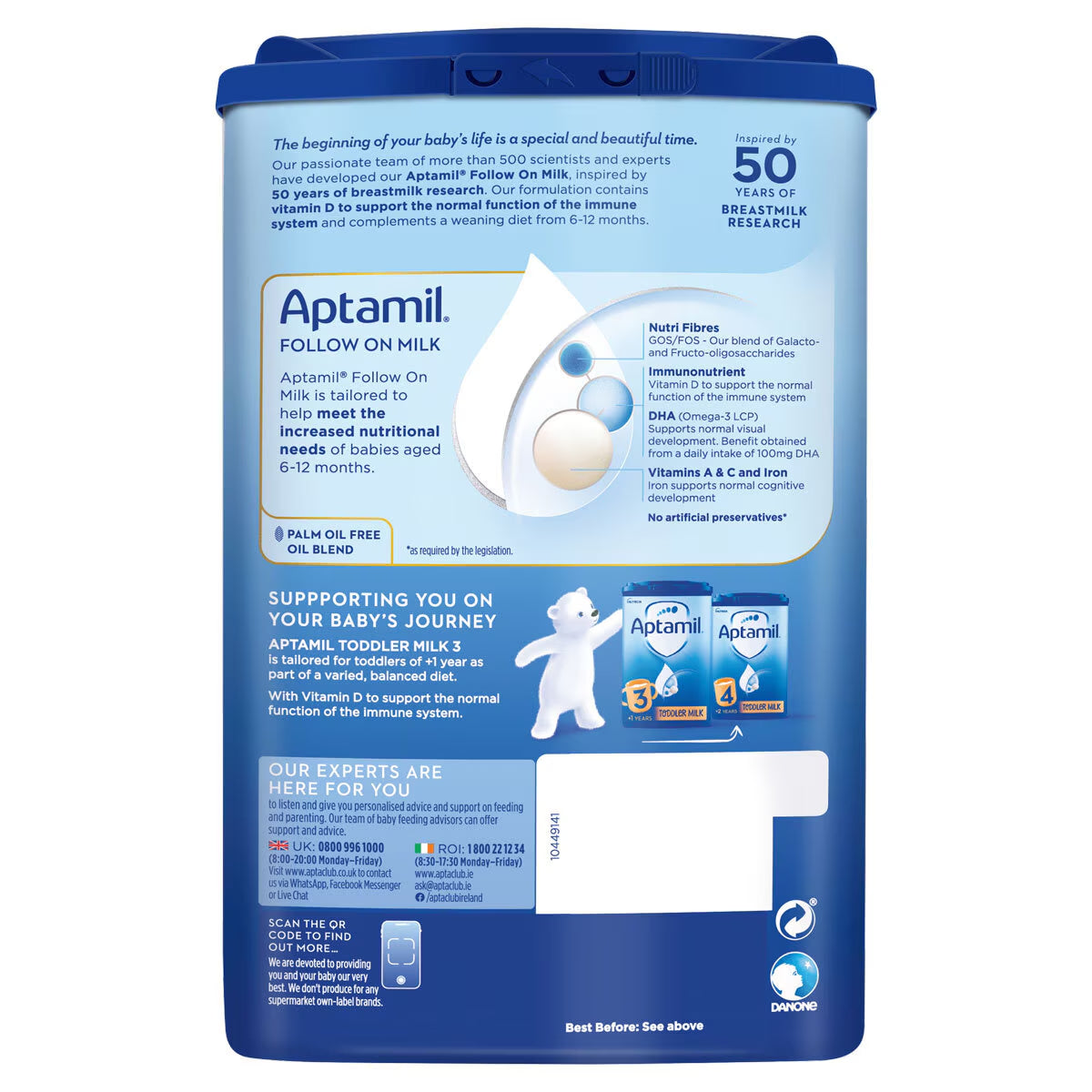 Aptamil Stage 2 Follow on Milk Powder, 3 X 700G - Nonynana