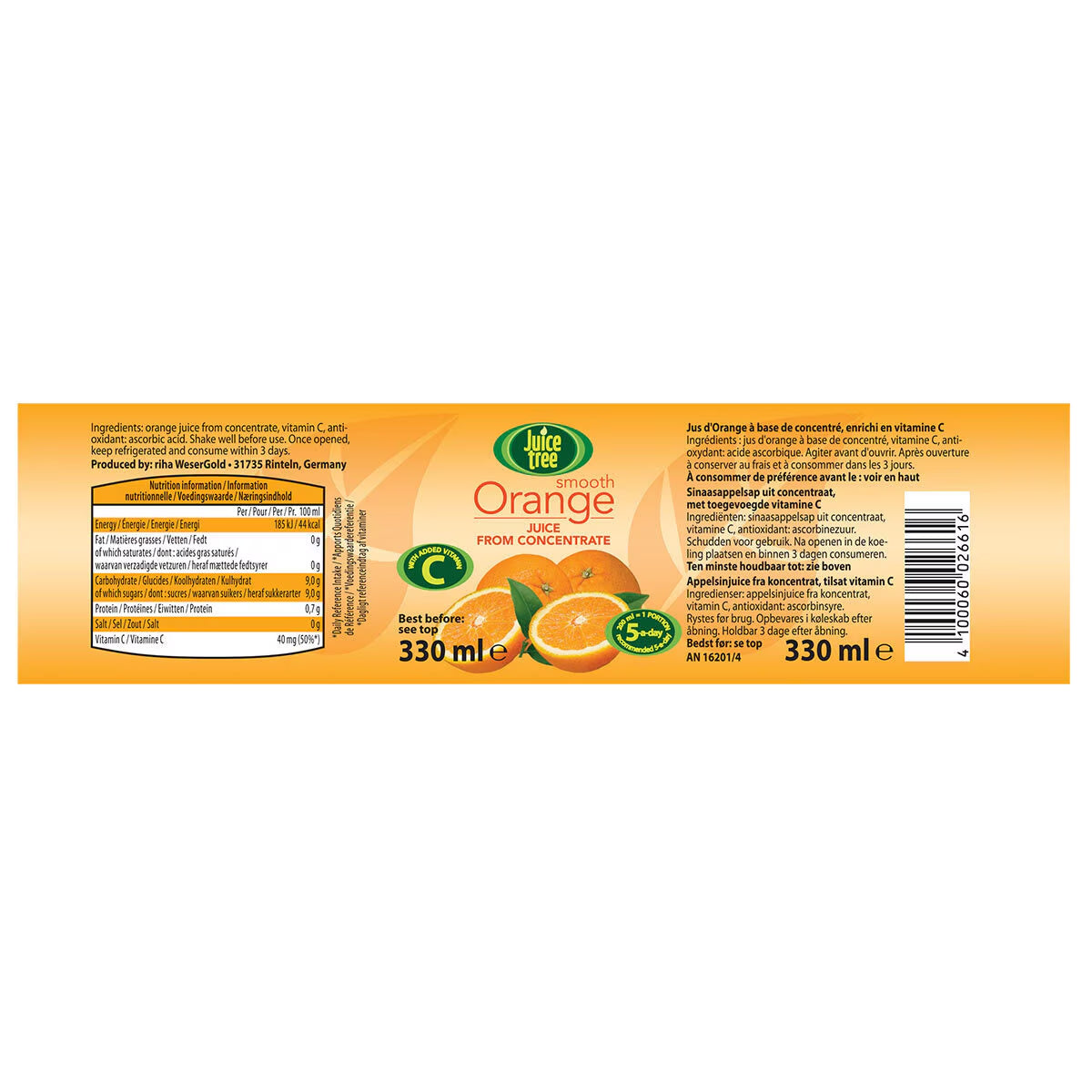 Juice Tree Orange Juice, 12 X 330Ml - Nonynana
