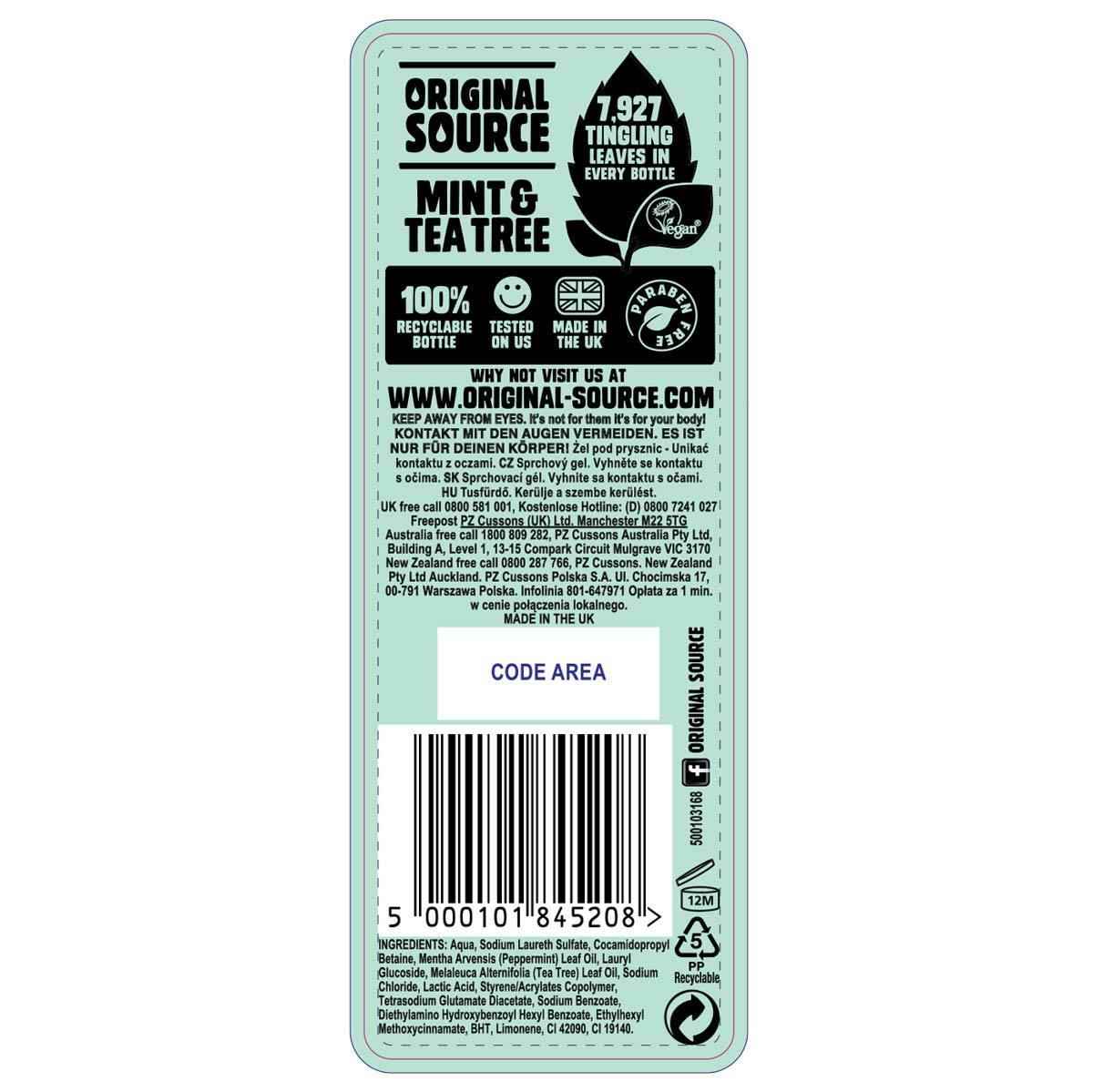 Original Source Shower Gel in 2 Varieties, 6 X 250Ml - Nonynana